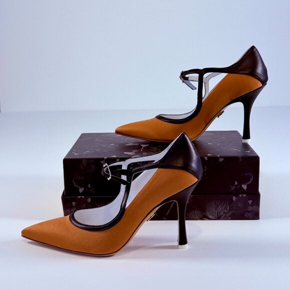 Beautiisoles by Robin Shreiber Satin and Leather Mary-Jane style Heels - Picture 7 of 11